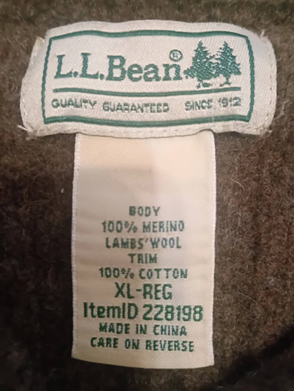 VTG L.L. Bean Men's Commando Henley Brown Wool Sweater Sz XL See Measurements